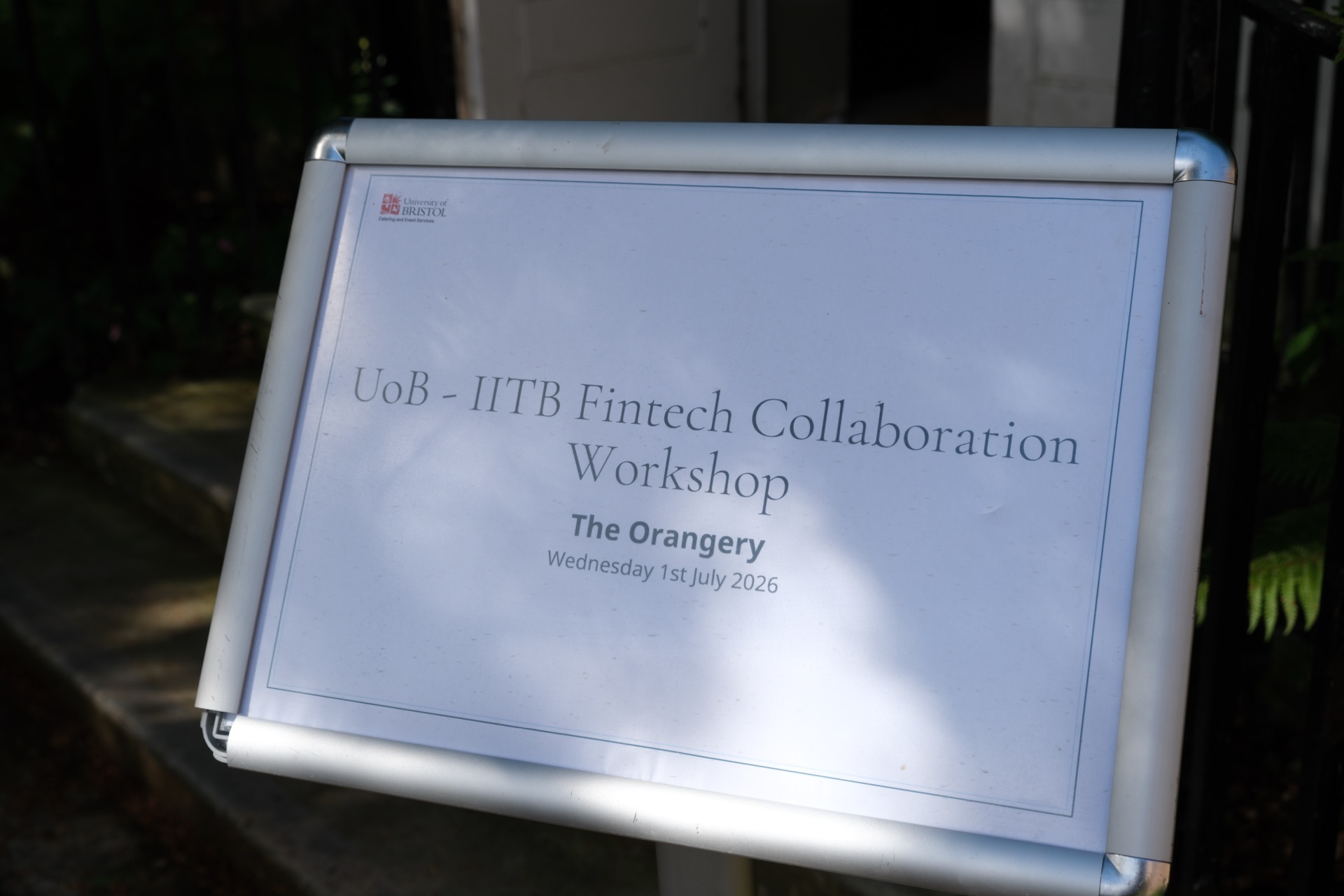 Sign welcoming participants to the FinTech collaboration workshop